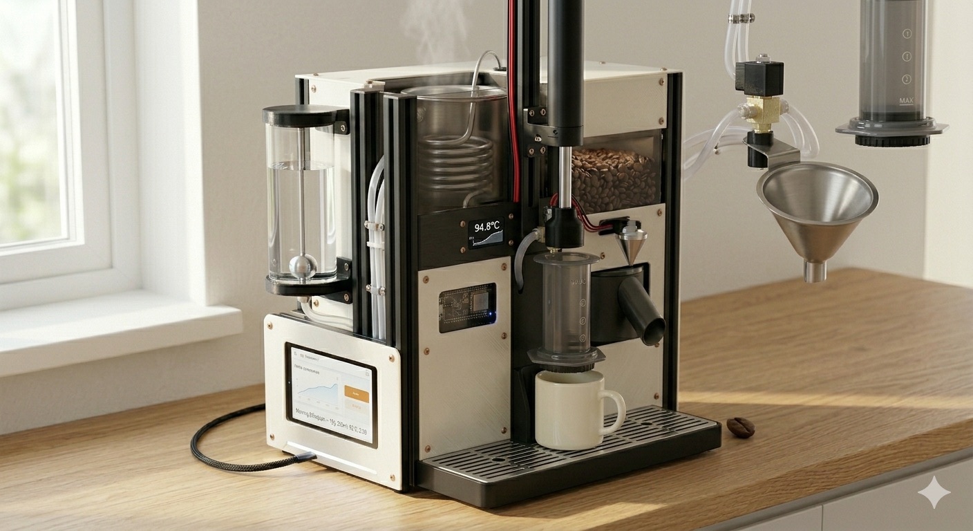 Concept render of the finished coffee-bot machine